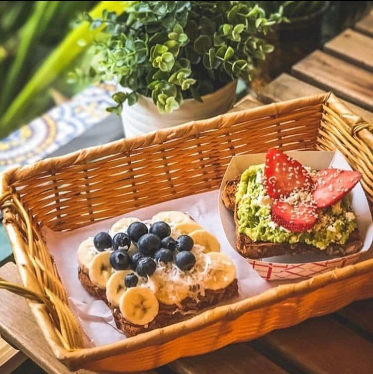 Avocado toast and almond crunch toast at Banana Berry